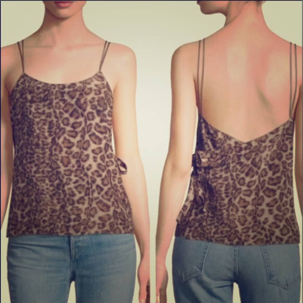 Helmut Lang SILK Muted Animal Print Double Strap Wrap Around Camisole 
 S NWOT - Picture 3 of 13